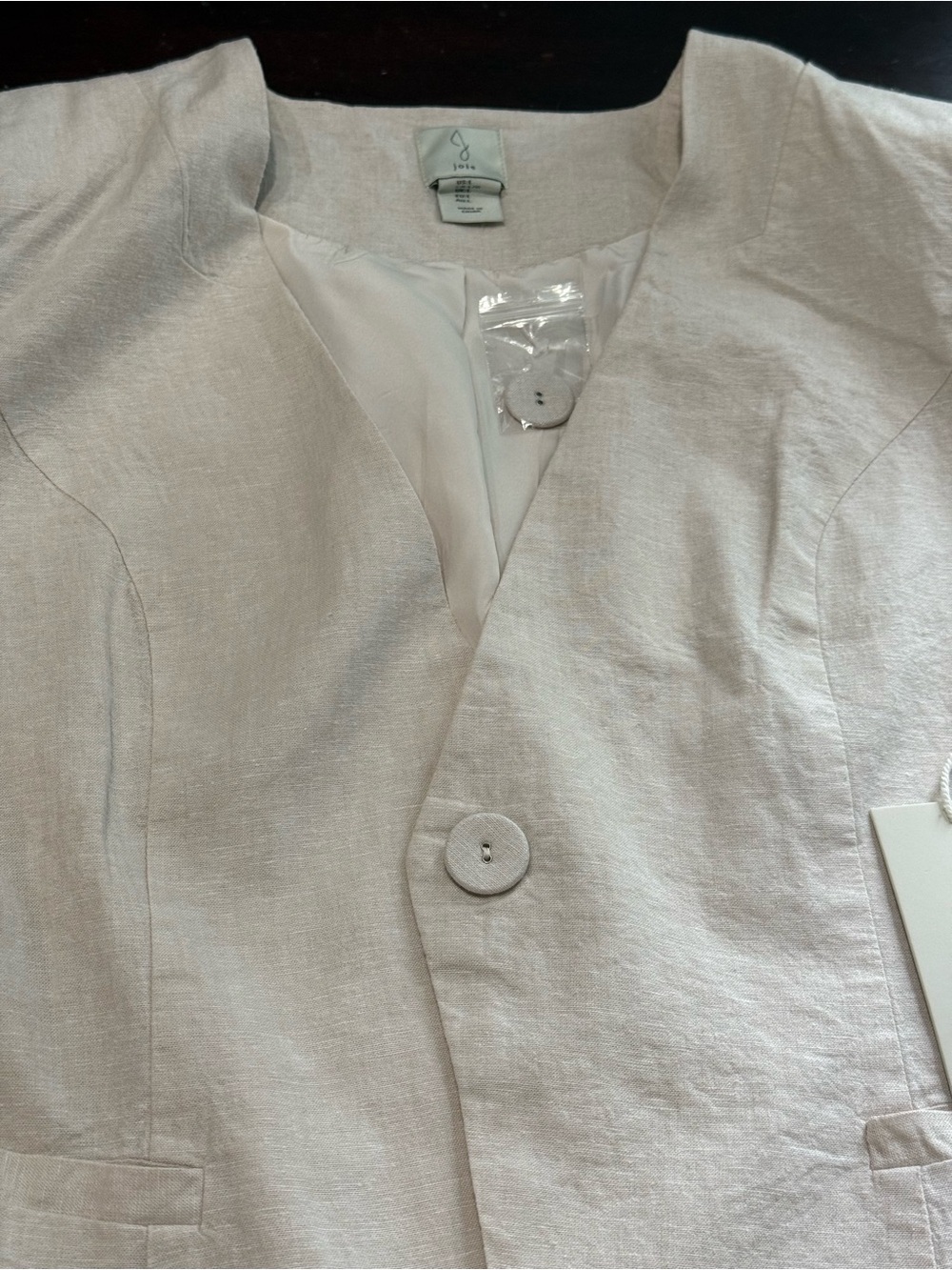 Joie Women’s Blazer Jacket Size L Beige Linen Blend Lightweight 1-Button NWT - Picture 3 of 8